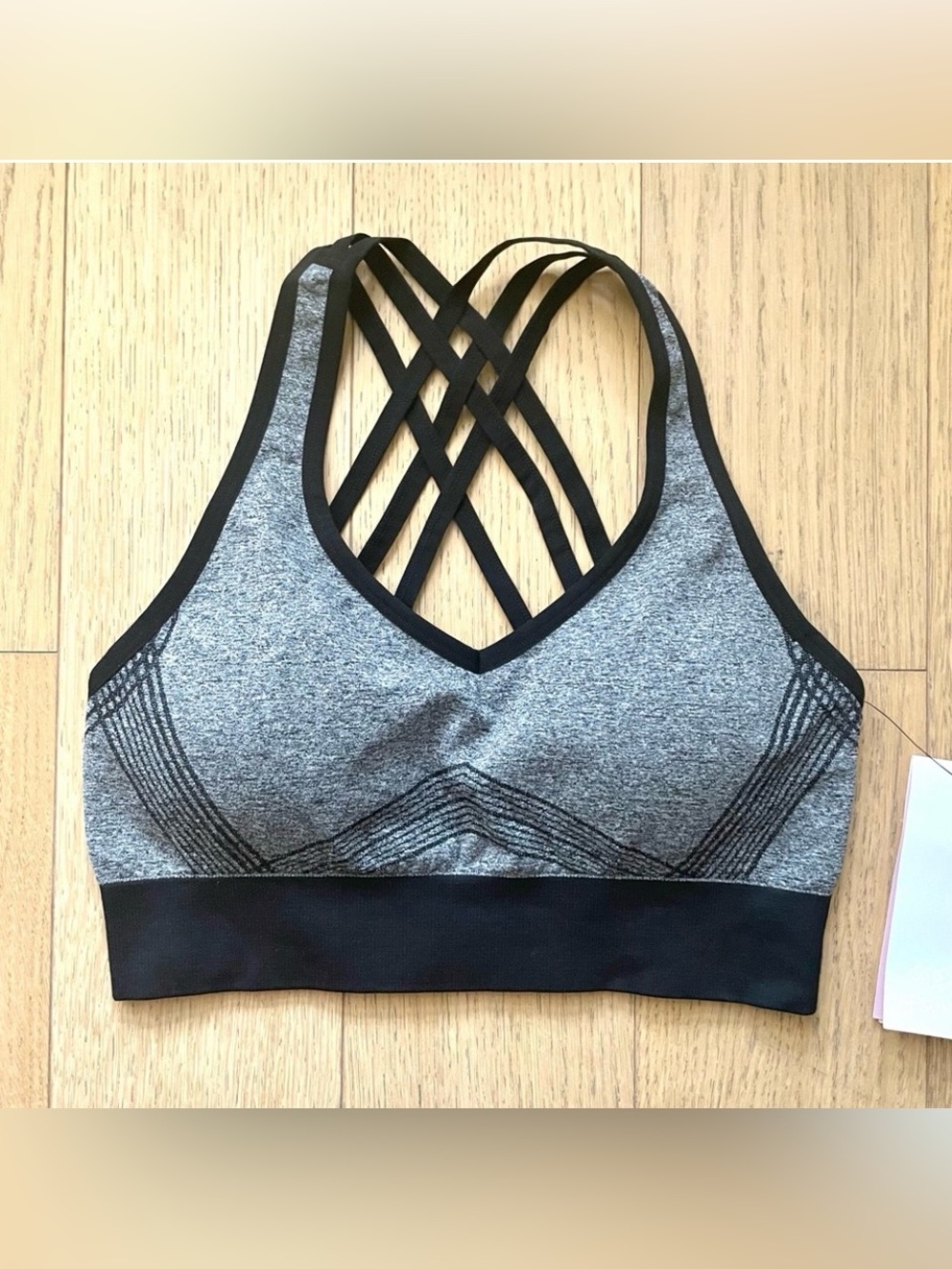 Gray Black Strappy Back Sports Bra NWT - Size S